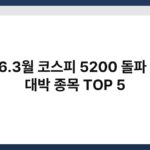 2026.3월 코스피 5200 돌파 직전! 대박 종목 TOP 5 6