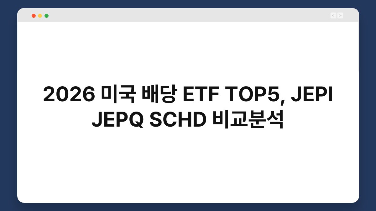 2026 미국 배당 ETF TOP5, JEPI JEPQ SCHD 비교분석 1