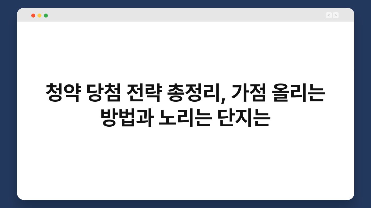 청약 당첨 전략 총정리, 가점 올리는 방법과 노리는 단지는 1